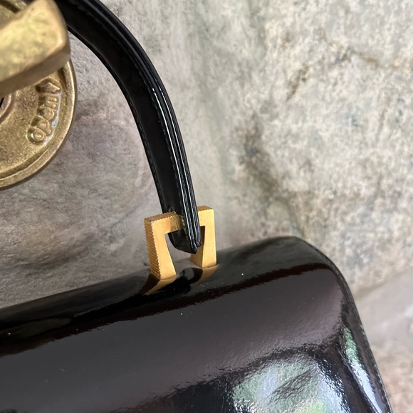 Vintage 1960s classic / mid central modern patent leather box purse - Picture 10 of 11
